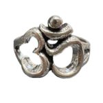 Oxidised Silver Om Engraved Ring