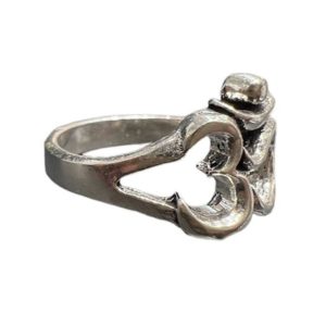Oxidised Silver Om Engraved Ring