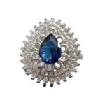 Sterling Silver Blue Stone Studed Ring