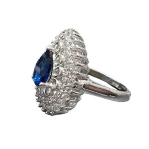 Sterling Silver Blue Stone Studed Ring