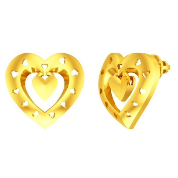 Falling Heart Gold Pendant Set
