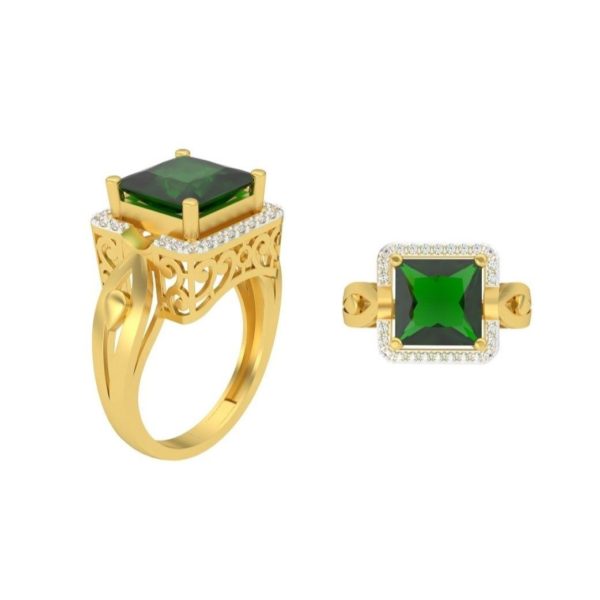 Ceramic Green Emerald Ladies Ring