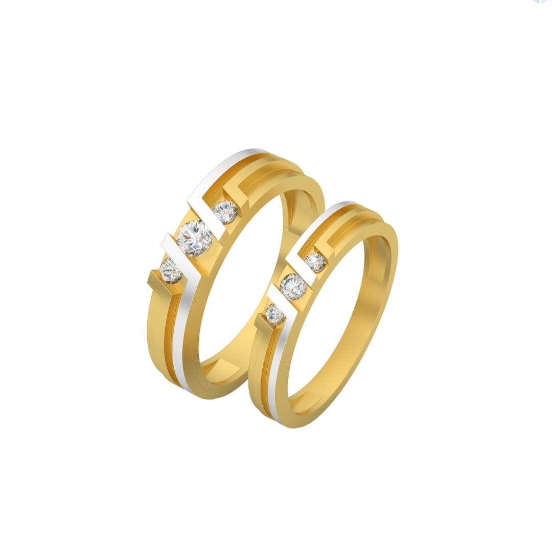 Buy quality Gold hm916 single stone bezel engagement couple rings in  Ahmedabad