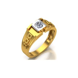 Men's Single Stone 22Kt Yellow Gold Ring