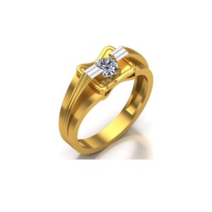 Yellow Gold Stone-Studded Ring For Men