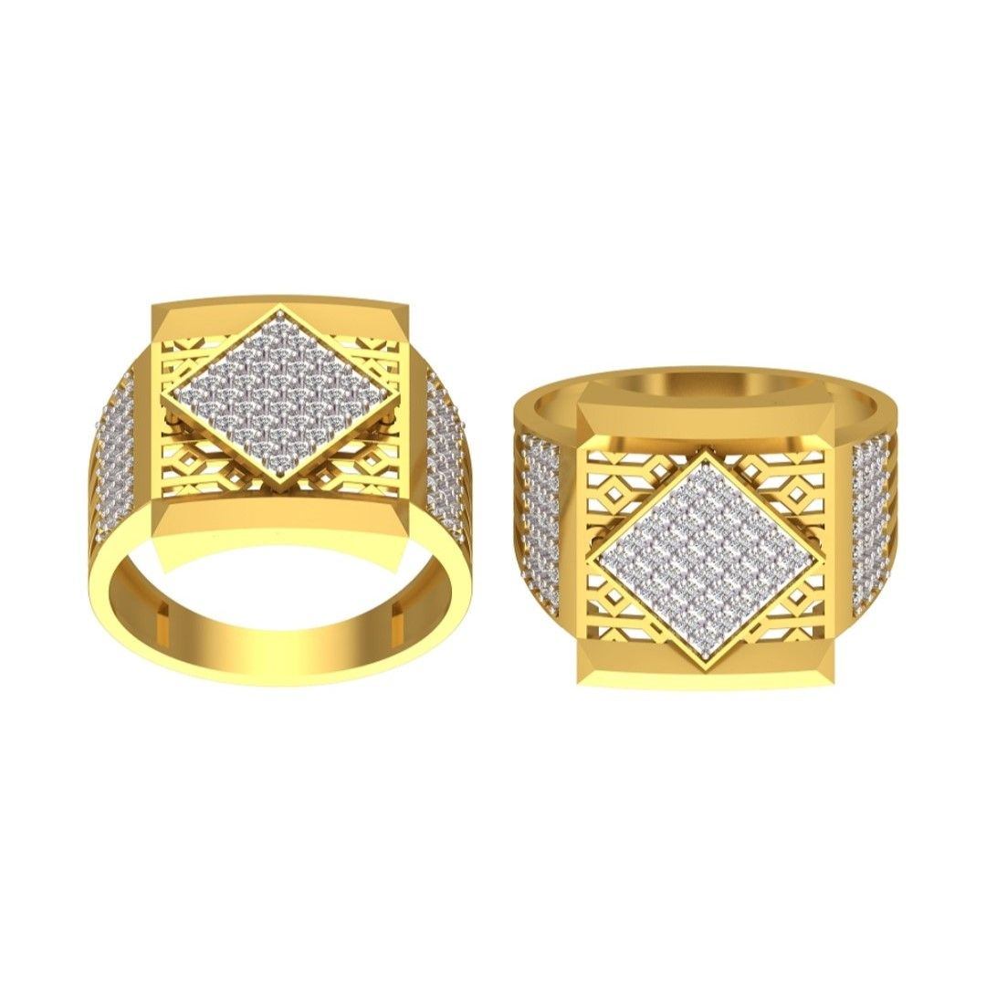 Stylish Netted Square 22K Gold Ring – Andaaz Jewelers
