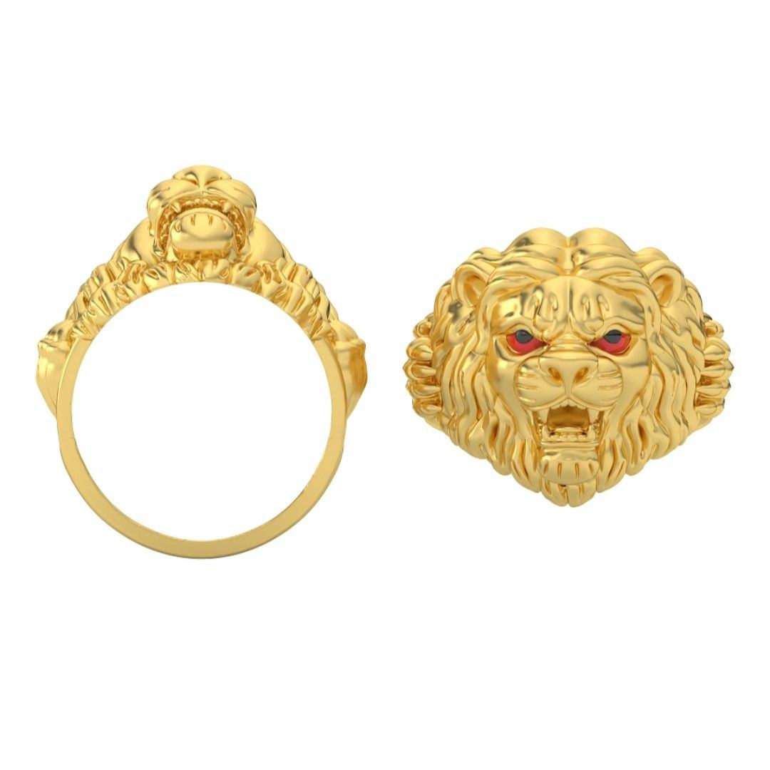 Men Stainless Steel Lion Crest Ring With Gold Plating | Nialaya | Wolf &  Badger
