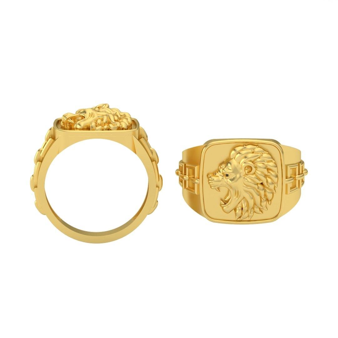 22K Solid Gold Lion Ring R8848 | eBay