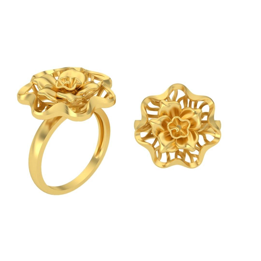 Yellow Gold Floral Style Engagement Ring | JM Edwards Jewelry