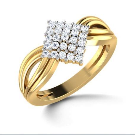 Flower-shaped Diamond Ring in Yellow Gold | KLENOTA