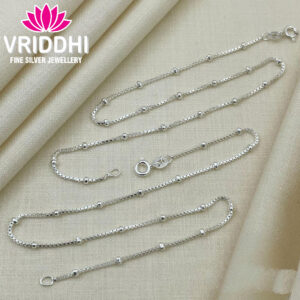925 Sterling Silver Minimal Beads Anklet