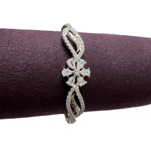 Sterling Silver Dual Line Floral Bracelet