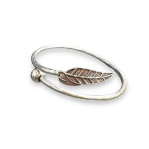 Oxidise Silver Leaf Centerpiece Bracelet