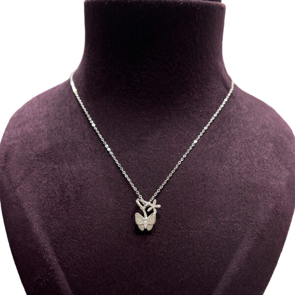 Sterling Silver Butterfly With Link Of Star Fish Necklace