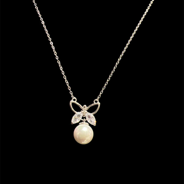 Radiant Butterfly With Tinted Pearl Necklace