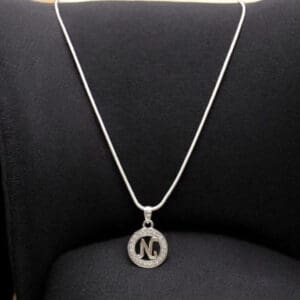 Bold Alphabet N Sterling Silver Pendant