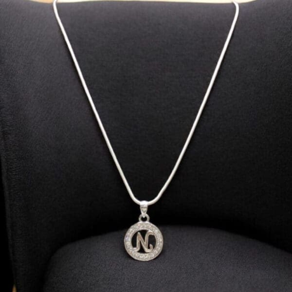 Bold Alphabet N Sterling Silver Pendant