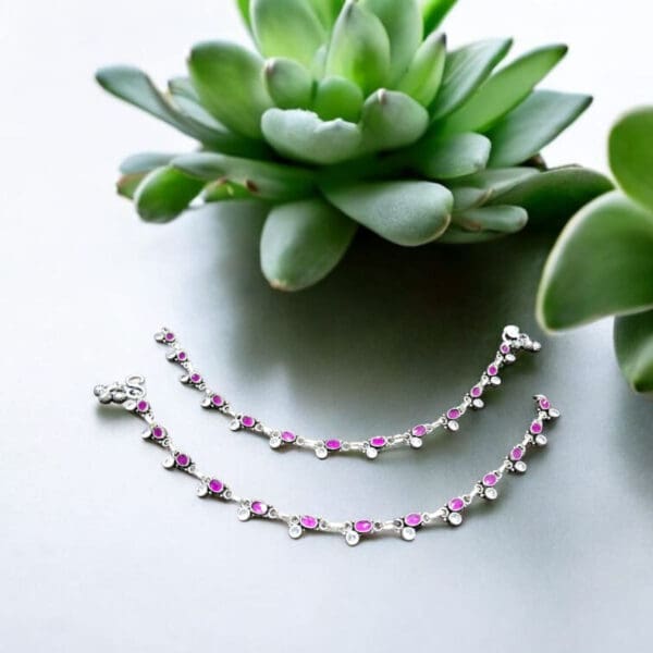 Mehira Oxidised Silver Anklets
