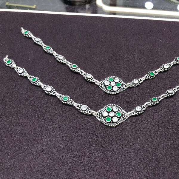Classic Oxidised Silver Anklets