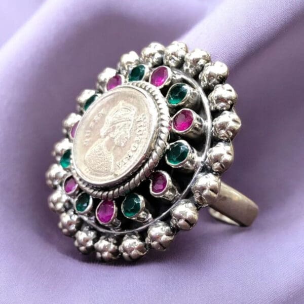 Round Halo Silver Ring