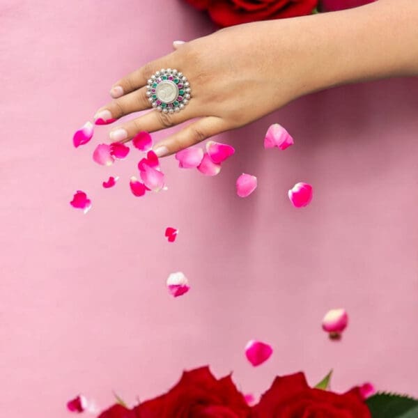 Round Halo Silver Ring