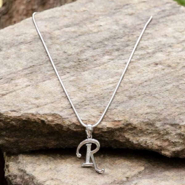 Bold Alphabet R Sterling Silver Pendant